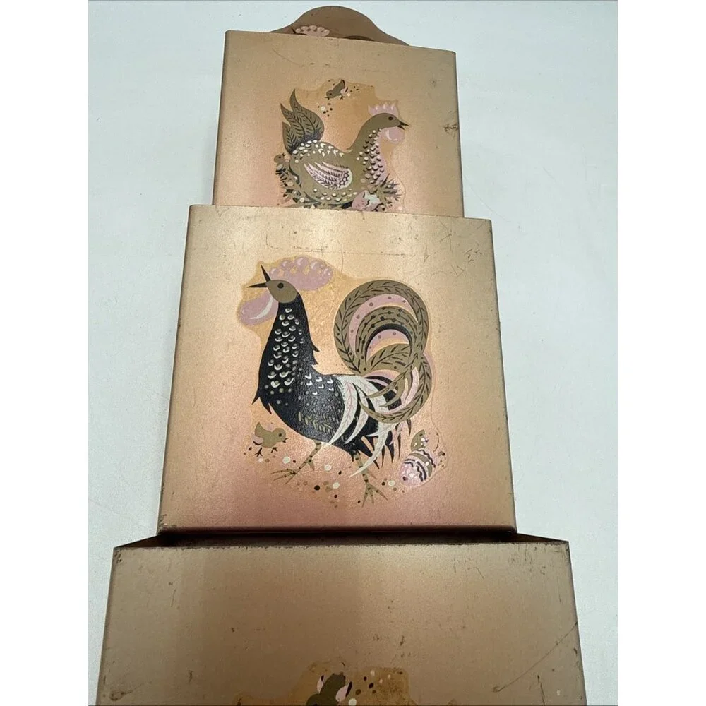 MCM Copper 3 Tier Wall Caddy Letter Mail Holder Roosters Vintage Organizer metal